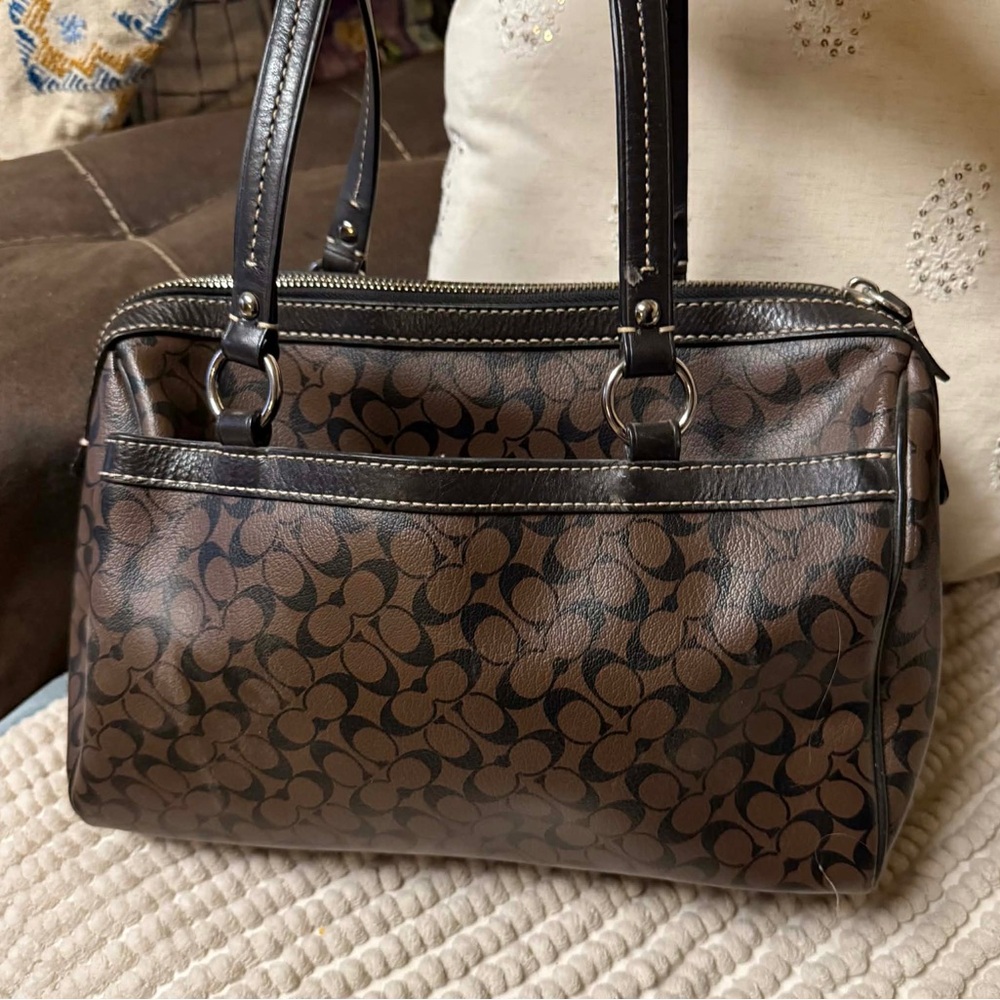 Coach Brown Signature Pattern Handbag - Picture 2 of 7